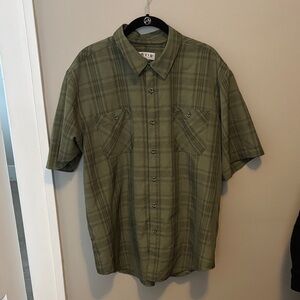 Orvis Men's Olive Checkered Button Down Shirt
